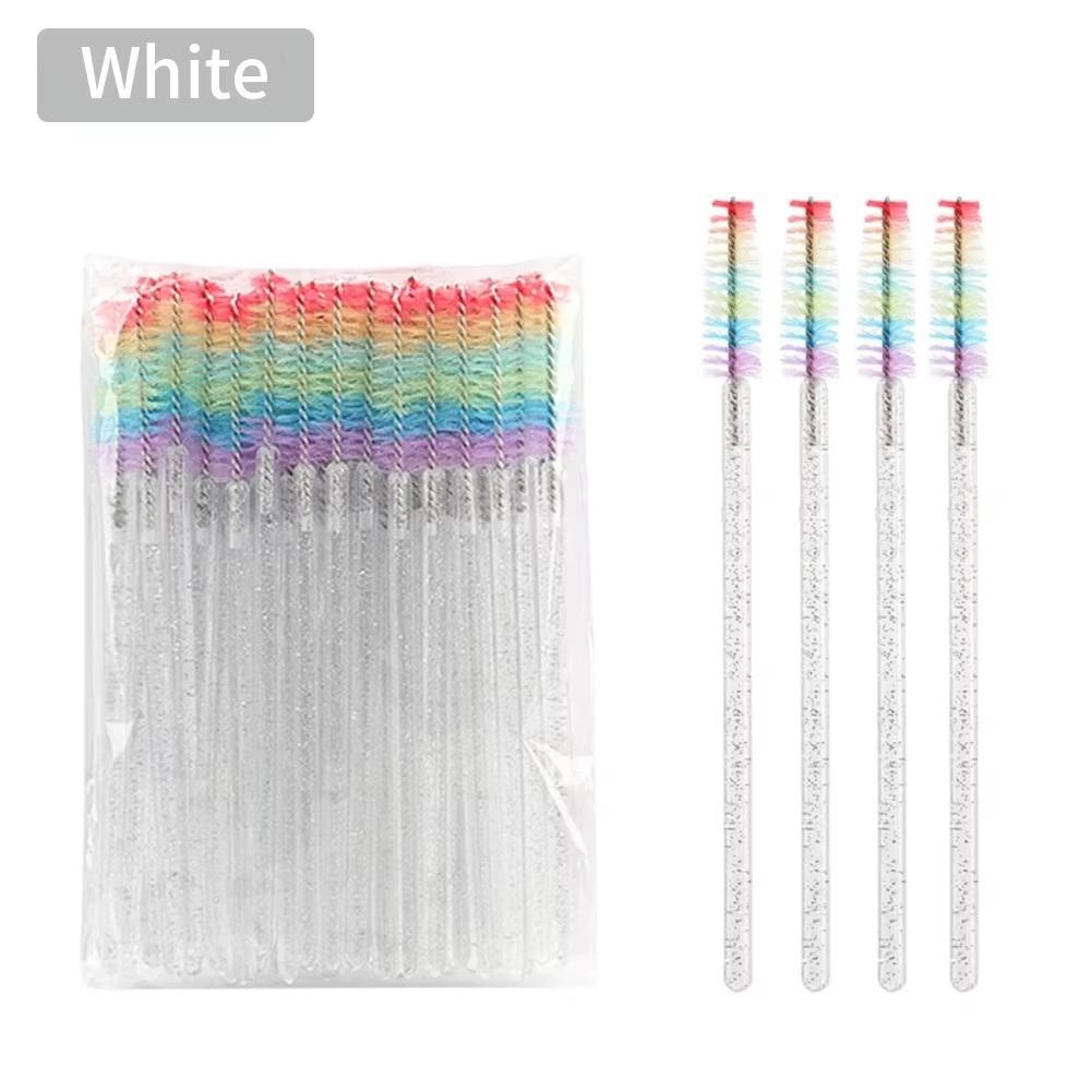 50Pcs Crystal Eyelash Brush Microbrush Cosmetics Tool Eyelash Brushes Rainbow Color Eyelashes Extension Spoolie