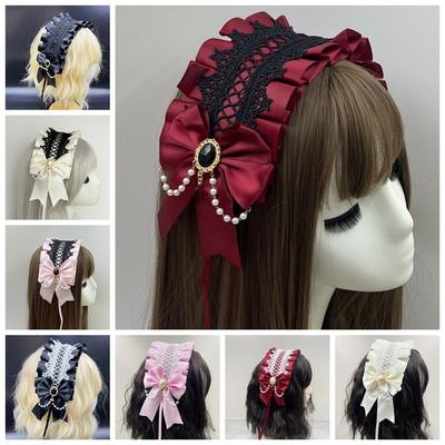 Hair Accessories Bowknot Ribbon Headwear Multicolor Sweet Hairband Lolita Lace Headband  Female