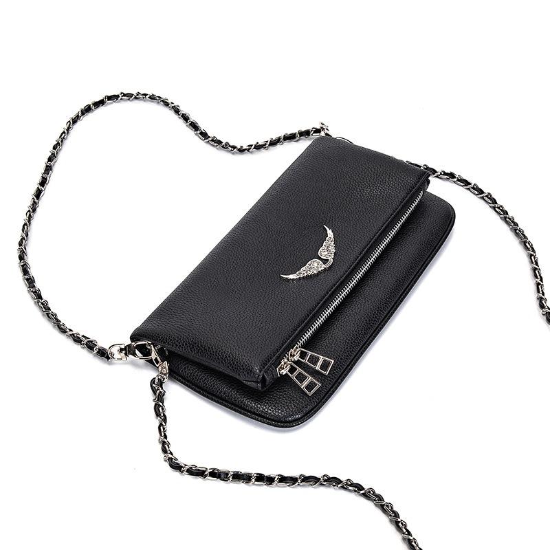Leather Small Square Bag, Fashionable Versatile Wing Underarm Shoulder Oblique Span Bag