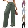 Women's High Waist Knit Wide Leg Pants with Drawstring (5 Colors)
