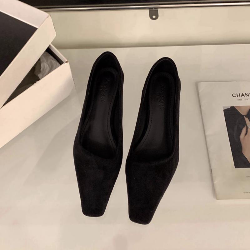 Fashion SUOJIALUN Spring New Brand Women Square Low Heel Pumps Shoes Fashion Shallow Slip On Ladies Boat Shoes Outdoor Dress Single Shoe