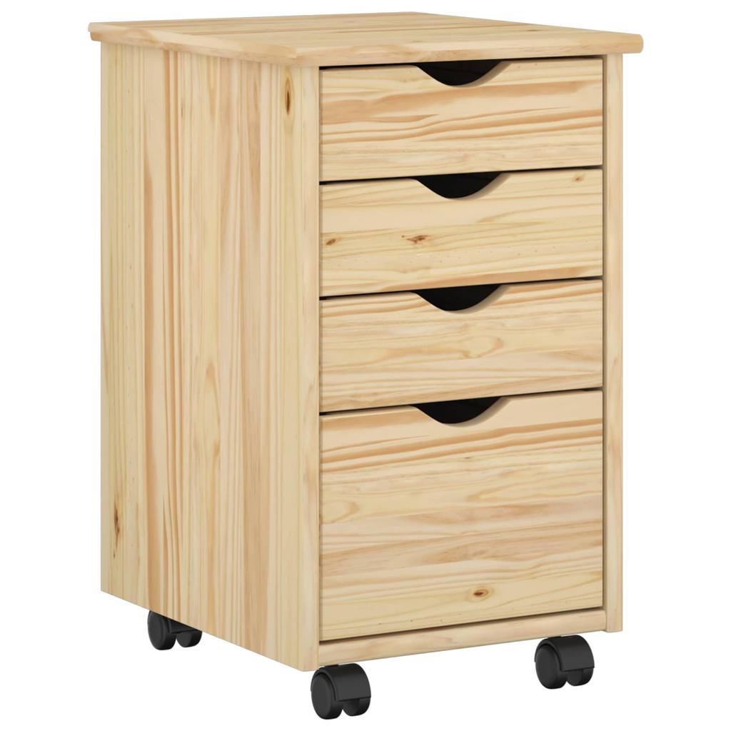 Mobile Storage Cabinet in Brown 34 x 39 x 56 cm Solid Pine Wood