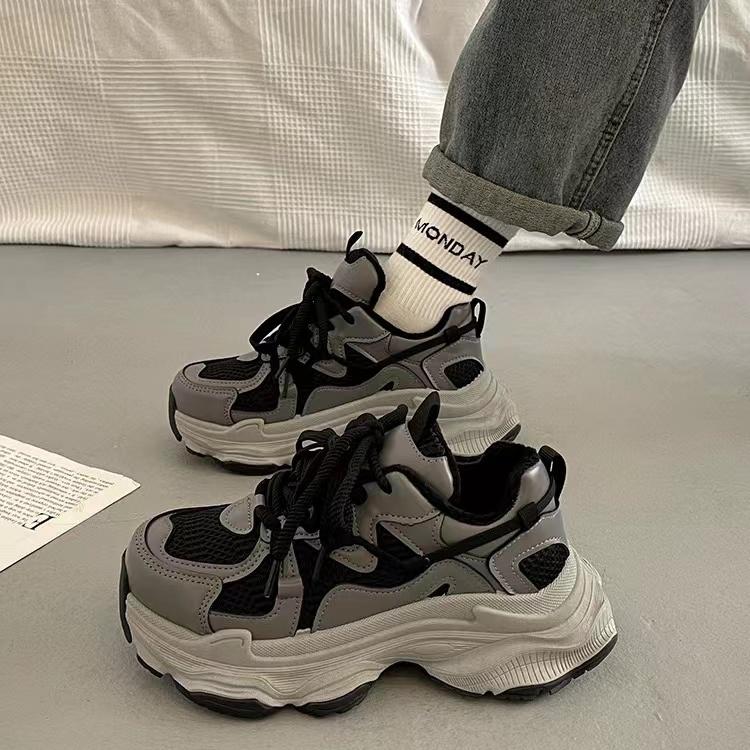 Fashion Chunky Platform Sneakers for Women Spring Fashion Thick Sole Vulcanized Shoes Woman Non Slip Mesh Breathable Casual Sports Shoes