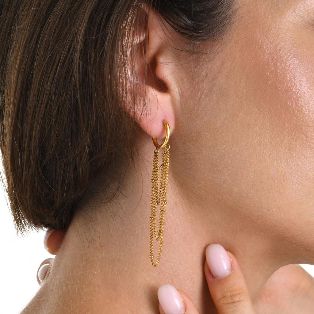 Trendy Multi-Layer Chain Earrings for Women Girls,Chic Gold Color Stainless Steel Dangle Earring,Birthday Christmas Gifts To Her