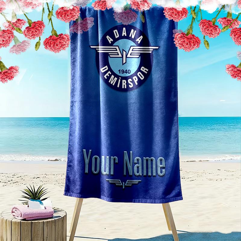 Name Custom Adana Demirspor Print Beach Towel, Large Soft Quick Dry Towel for Beach Camping Swimming