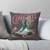 Long Live Cowgirls Boots Square Pillowcase Polyester Linen Velvet Printed Zip Decor Car Cushion Cover
