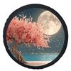 Moonlit Blossom Tree Wheel Cover Elegant Cherry Night Sky Print All-Weather Tire Protector for Cars SUVs