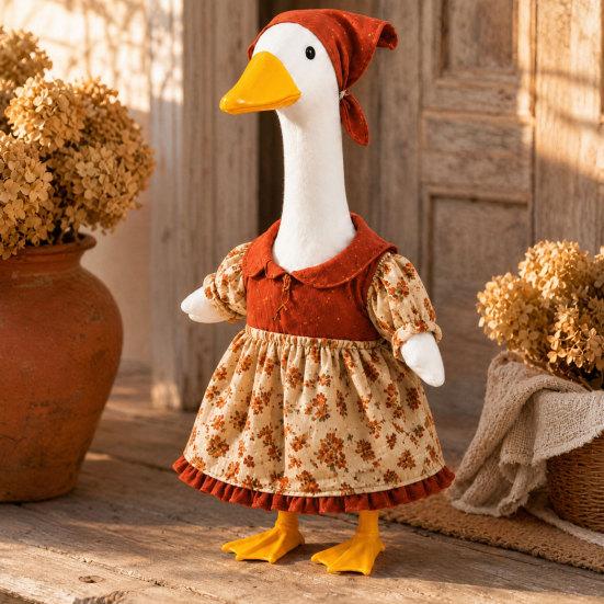 Jijijing Thanksgiving Porch Goose Outfit, Autumn Dress with Head Scarf for 23 Inch Statue, Outdoor Garden Yard Decor