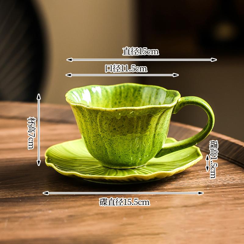 Gradient Painted Ceramic Cup&saucer Flower Edge Cups Dining Table Coffee Mug Milk Cup Afternoon Tea Teacup Fruit Juice Container