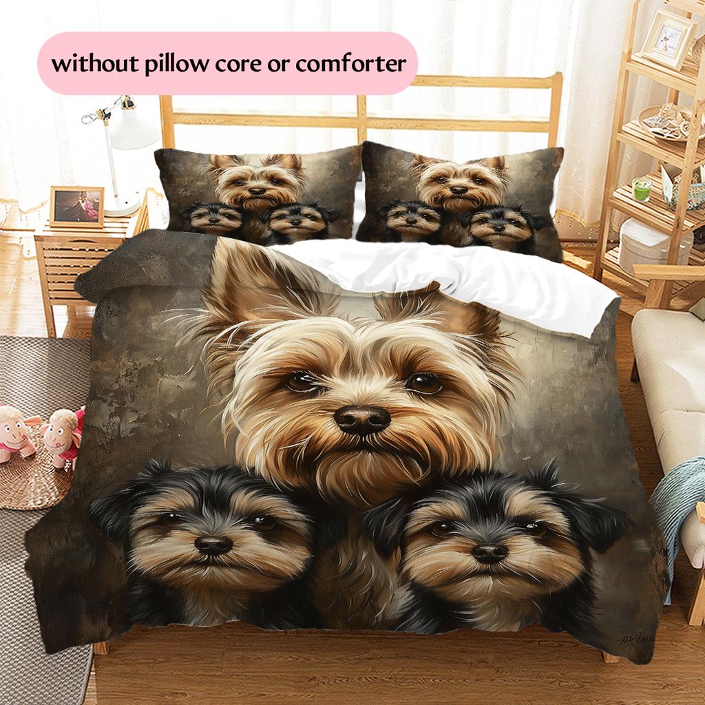 Yorkshire Terrier Pattern Bedding Home Decoration Birthday Gift (1 * Duvet Cover + 2 * Pillowcase, Without Core)
