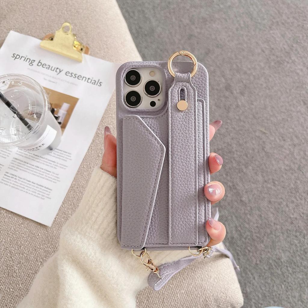 For iPhone16 Wrist Strap Ring Wallet with Card Slot Holder Phone Case for IPhone 15 Plus Pro Max Crossbody Leather Cover