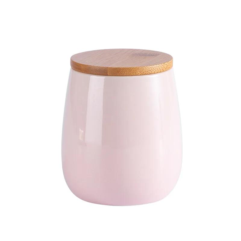 Modern Minimalist Ceramic Wooden Lid Sealed Jar Kitchen Storage Supplies Storage Jar Miscellaneous Grains Coffee Tea Food Jars