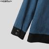 INCERUN Men Long Sleeve Embroidery Stitching Buttons Suede Casual Thin Coat Jackets