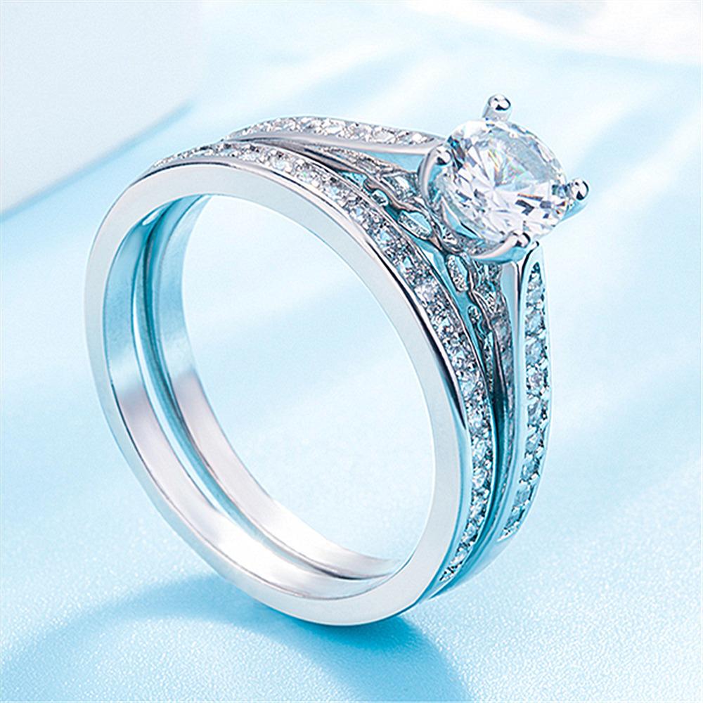 

925 Sterling Silver Ring Inlaid With Crystal Zircon Fashionable Couple Ring, Suitable For Wedding Party Gift Jewelry 9