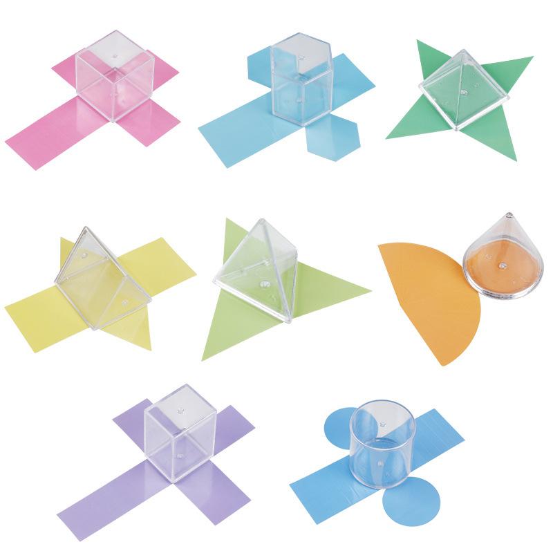 8Pcs Visual Teaching Aids Volume Shape Toy Transparent 3D Geometric Shape Teaching Aids Montessori Toys Mathematical Education