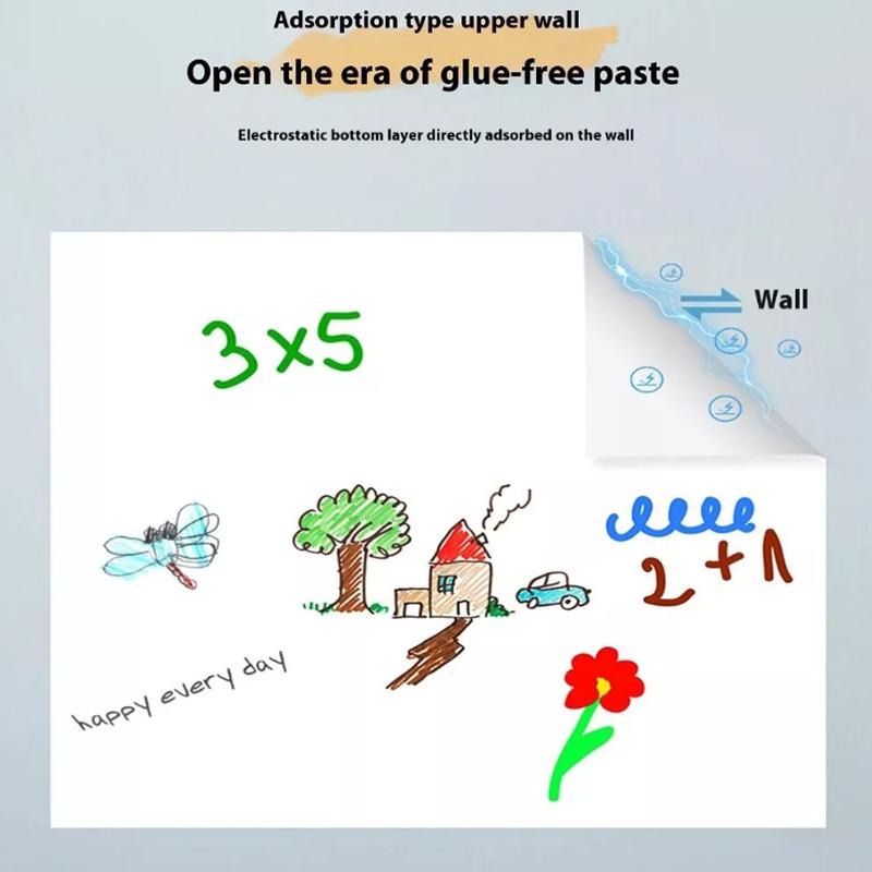  Electrostatic Whiteboard Sticker Reusable Pp Teaching Graffiti Drawing Board Removable Household Erasable Whiteboard