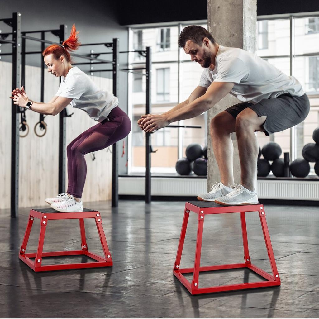 Plyometric Jump Box, 12 Inch Plyo Box, Steel Plyometric Platform and Jumping Agility Box, Anti-Slip Fitness Exercise Step Up Box for Home Gym