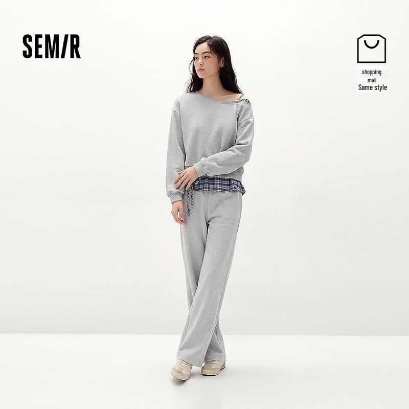 Semir Women's Off-Shoulder Sweatshirt & Long Pants Two-Piece Set