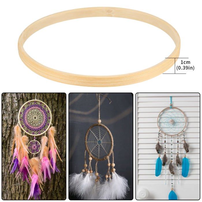Attrape-rêves - bigemai - Modèle 12 - 12 anneaux en bambou - 15/20/25 cm - Idéal pour DIY