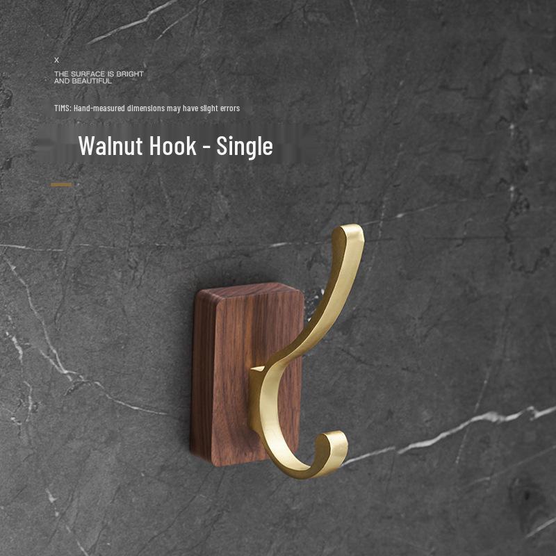 Massivholz Stanzfreier Multifunktionaler Walnuss Türhaken für Mäntel und Hüte