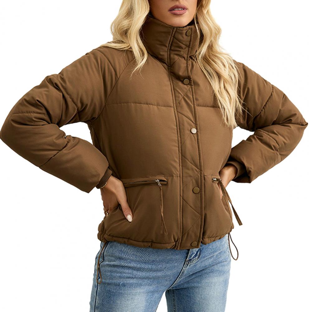 Women Casual Zipper Thick Outwear Coat Lapel Neck Soft Comfortable Polyester Fabric Classic Autumn Winter Jackets