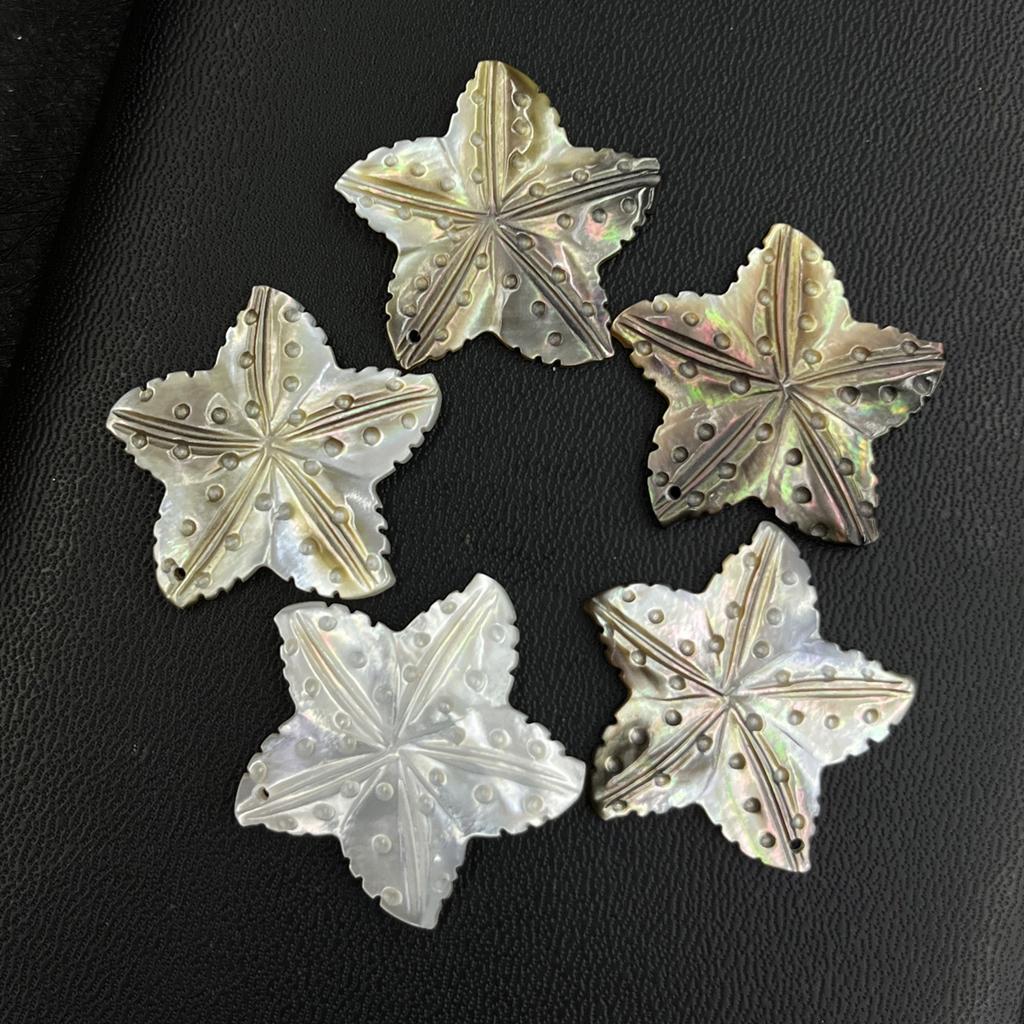 1Pc, Natural Shell Pendants, Handcrafted Star Charms In Marine Style, 32×32mm, for DIY Necklace Accessories, Jewellery Making, Crafts for Men Women