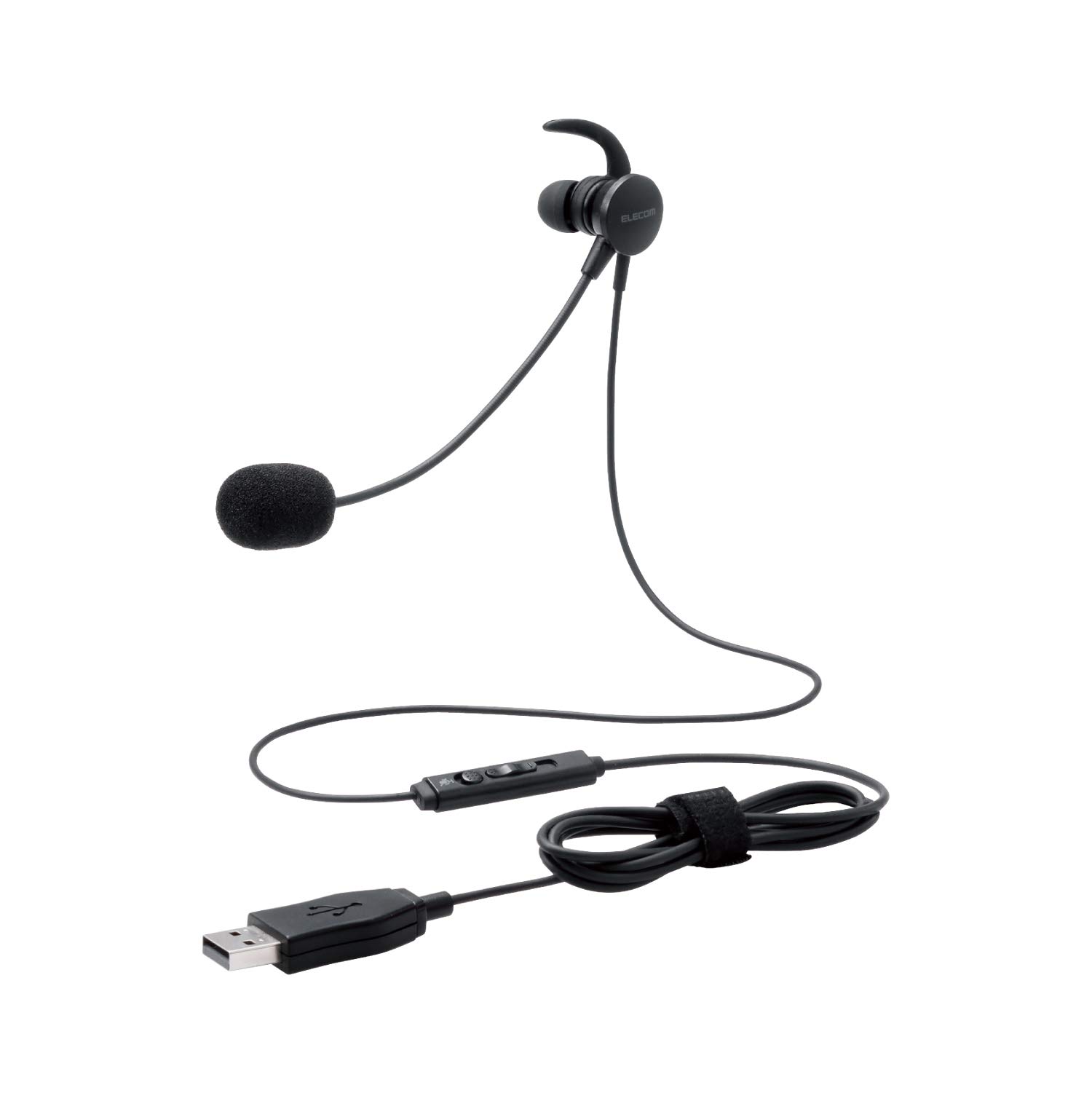 

ELECOM Headset with Microphone Arm USB Inner Ear Wired Single Ear Black HS-EP16UBK чорний