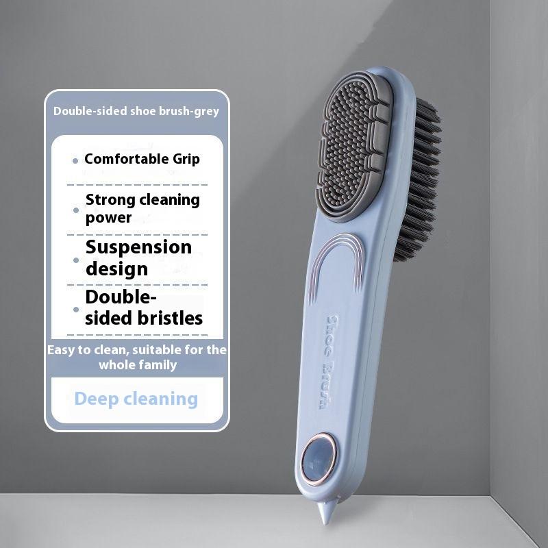 

Двусторонняя щетка для чистки с мягкой щетиной, силиконовая насадка-щетка, щетка с длинной ручкой, инструменты для чистки одежды и дома серый