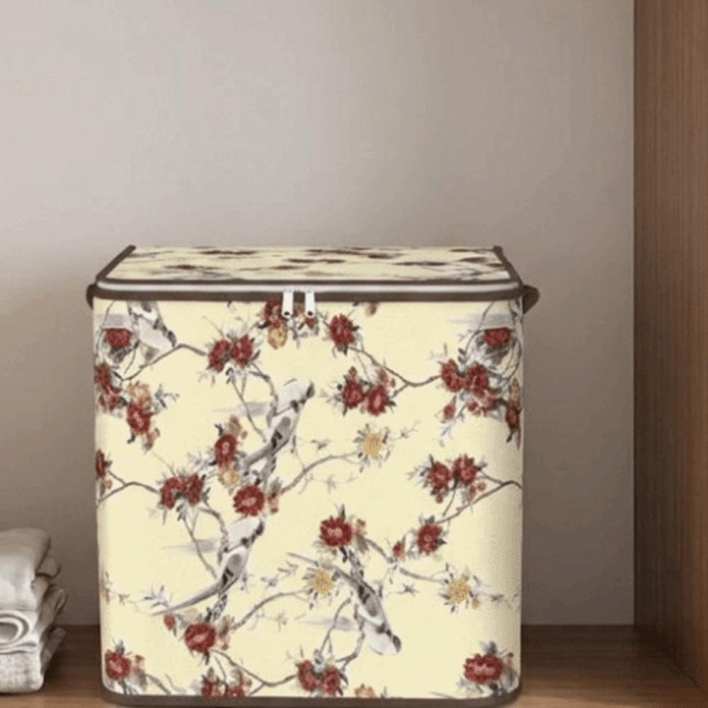 Large Capacity Flower Bird Pattern Storage Bag Non-woven Fabric Toy Storage Box Bedding
