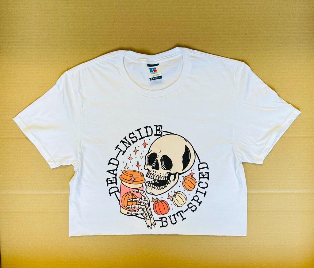 Dead inside but spiced. Halloween Cropped top shirt