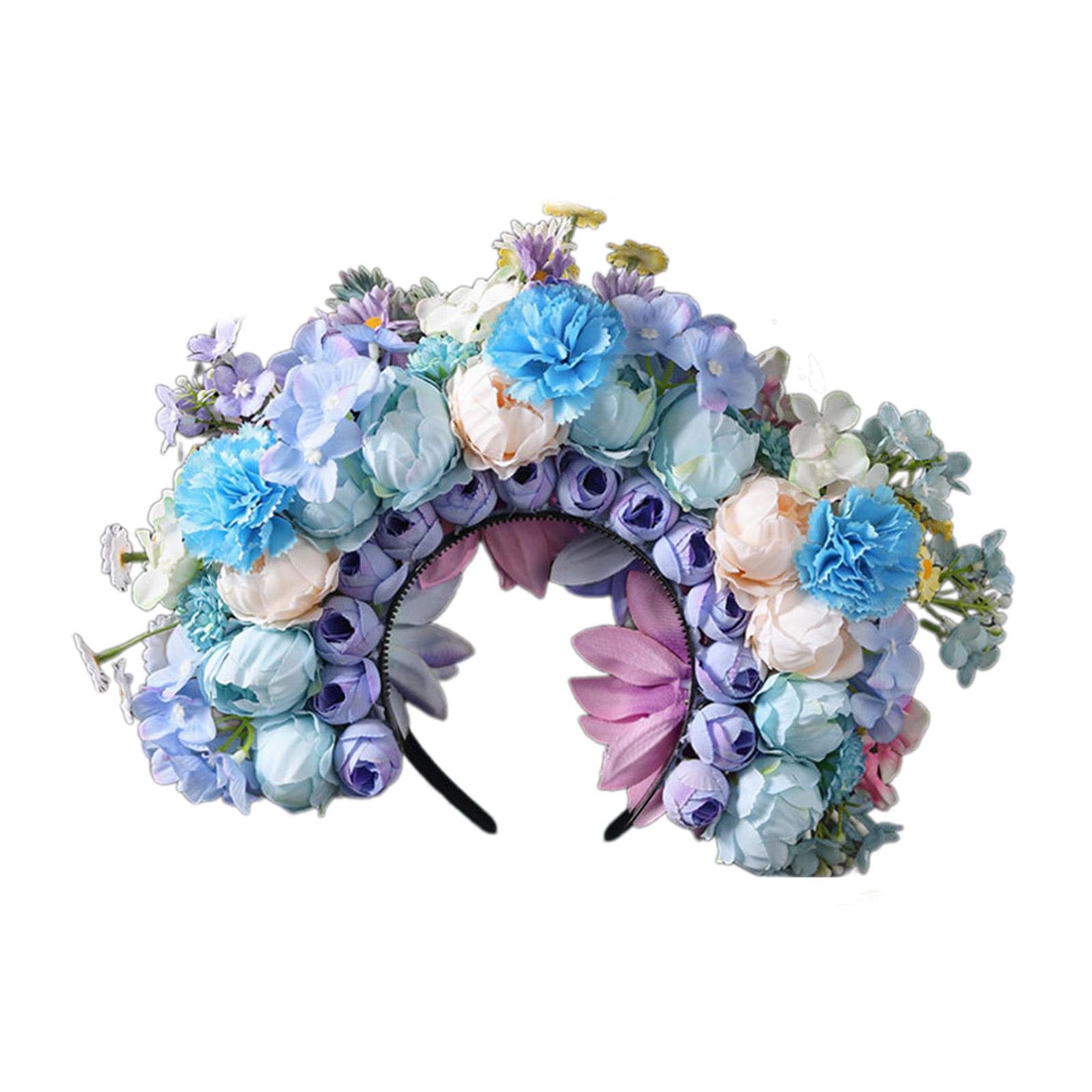 

Свадебные гирлянды Цветочная корона Свадебный цветок Повязка на голову Пляжный венок Повязка для волос Аксессуары для волос для девочек Женские обручи для головы синий