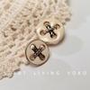 Gold-Edged Four-Eye Decorative Metal Buttons for Coats and Sweaters
