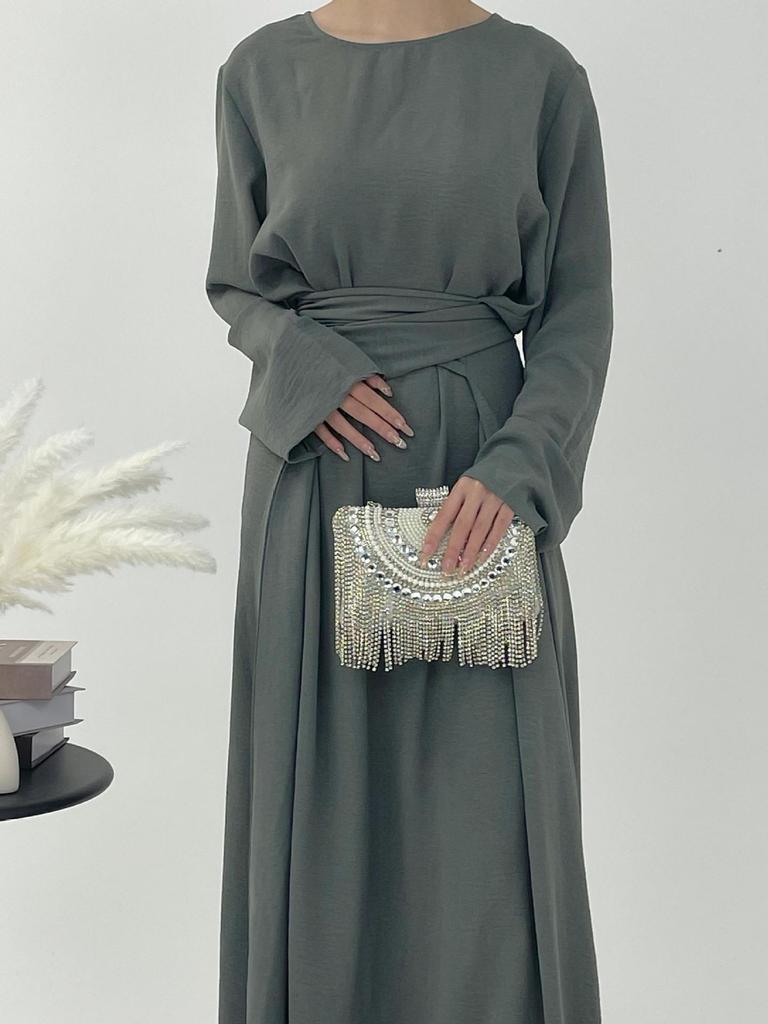 Elegant Lace-up Evening Gown - Slimming Bodycon Dress for Muslim Women In Dubai, Middle East & Turkey