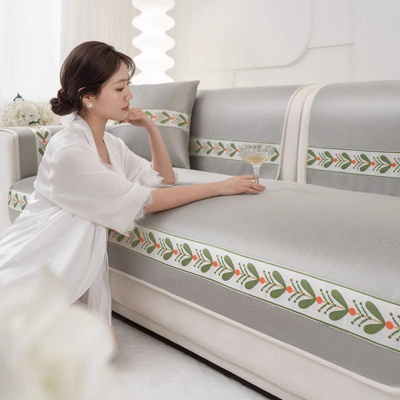 Ice Silk Sofa Cushion Summer Summer Non-Slip Seat Cushion for Summer Simple Modern High-Grade Feeling Fresh Cool Feeling Mat