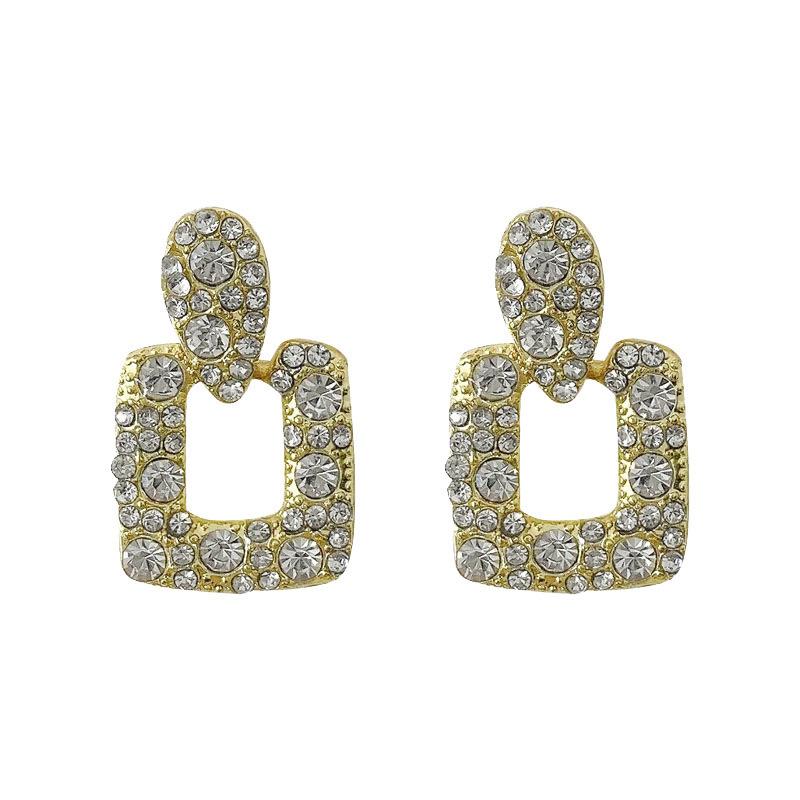 

Geometric Square Stud Earrings with Rhinestone Embellishments Modern Design Lightweight Metal Frame for Daily Wear and Special Occasions One Size