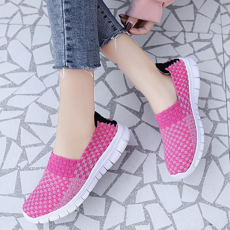 Summer Handmade Slip on Braid Beach Shoes Women Moccasins Plus Size Casual Espadrilles Breathable Sneakers