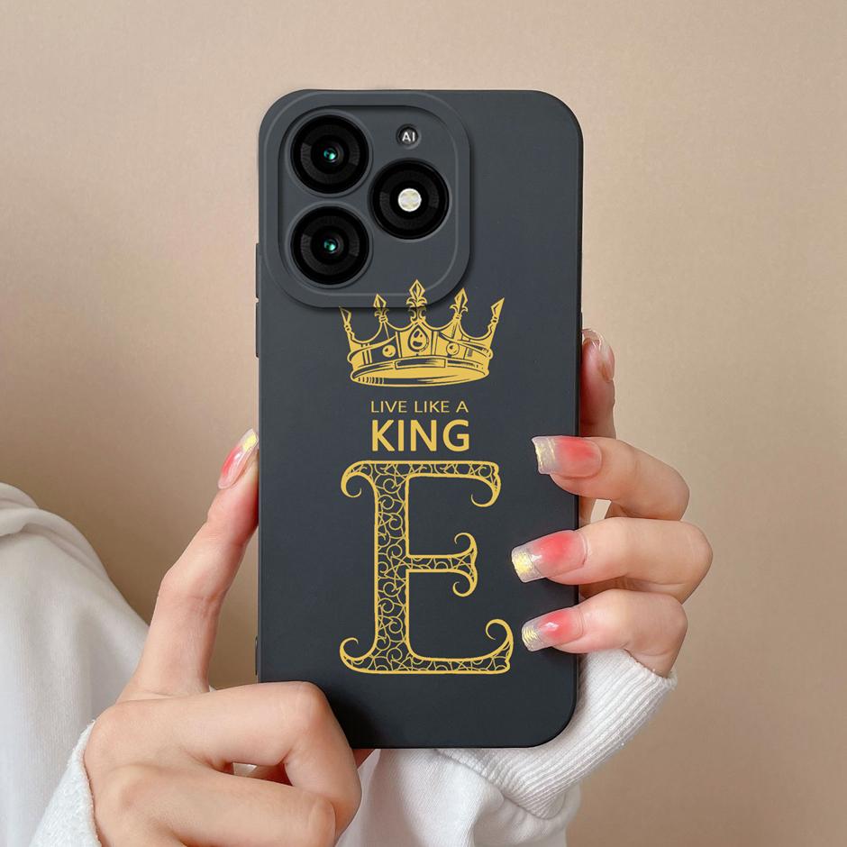 For Tecno Itel A70 Case Luxury Crown Letter Pattern Liquid Silicone Back Cover For ItelA70 A 70 New Design Advanced Sense Shell
