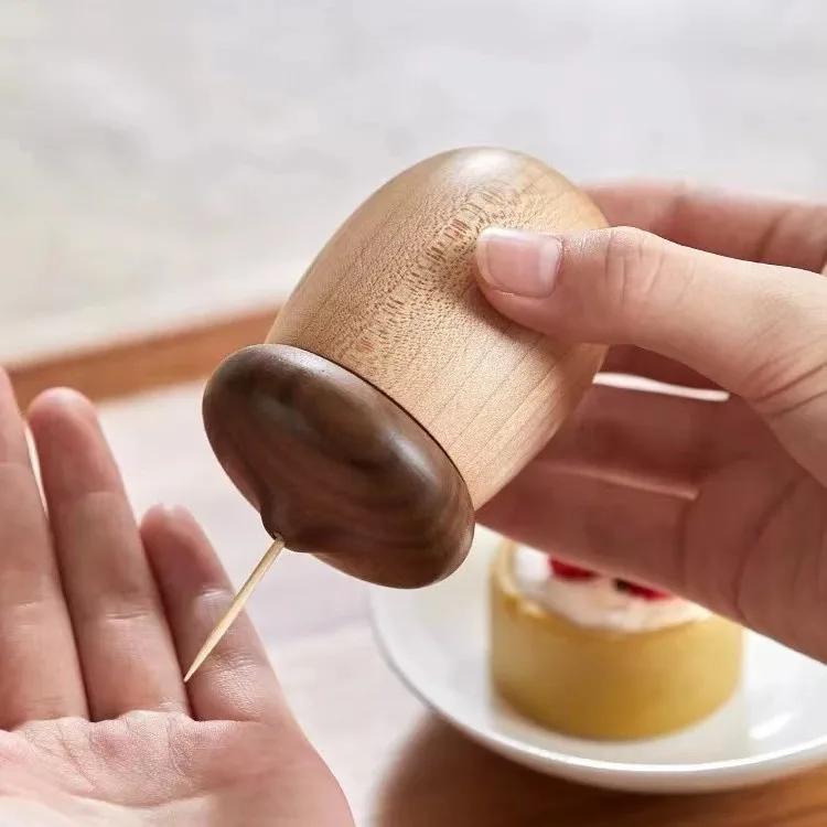 Wooden Acorn Toothpick Barrel Creative Walnut Nordic Cotton Swab Barrel Japanese Nut Toothpick Box Hazelnut Toothpick Barrel
