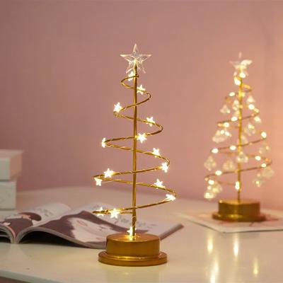 LED Star Light Crystal Diamond Christmas Tree Light Christmas Lamp Decoration Table Night Light Led Desk Table Spiral Crystal