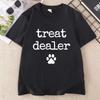 Playful Treat Dealer T-Shirt Paw Print Design T Shirt Casual Round Neck Printed T-Shirts for Men and Women Dog Lover Clothes