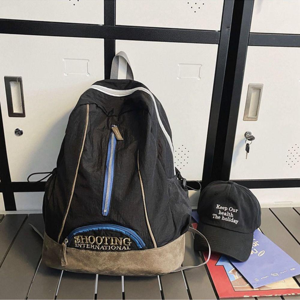 Polyester Trendy Ins Backpack Embroidery School Bags Casual Schoolbags Unisex