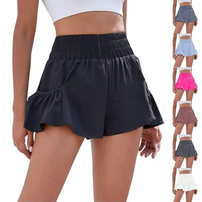 Dámské šortky s vysokým pasem Sportovní běžecké šortky Workout Gym Quick Dry Kalhoty Yoga Kalhoty Tenisové kalhoty Letní šortky