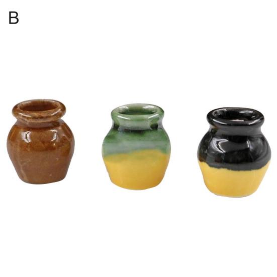 2/3Pcs Mini Ceramic Porcelain Vases Succulent Flower Pots for 45669 Dollhouse