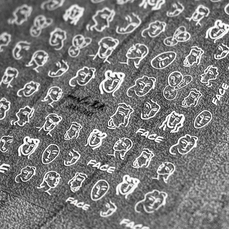 

Art Portrait Nail Sticker Tomoni Thin Tough Back Glue Transparent Color Black White Portrait Nail Sticker Nail Ornament White Art portrait 380