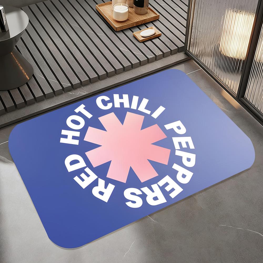 Music R-Red Hot Chili Peppers Floor Mat Diatomite Bath Mat, Quick Dry Absorbent Non-Slip Door Mat