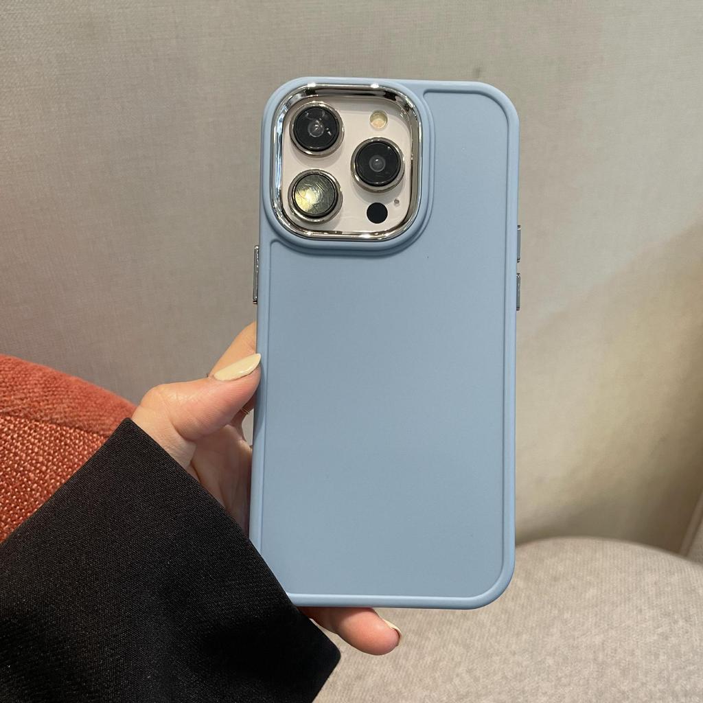Solid Color Simple Electroplating Frame Is Suitable for Apple 14Ppromax Mobile Phone Case iPhone13 Matte 12 Anti-drop 11 Soft