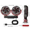 Car Fan Double Head USB Fan for Car, Vehicle Cooling Fan Brushless Motor 3 Speed, 360Rotation, for Car Dashboard