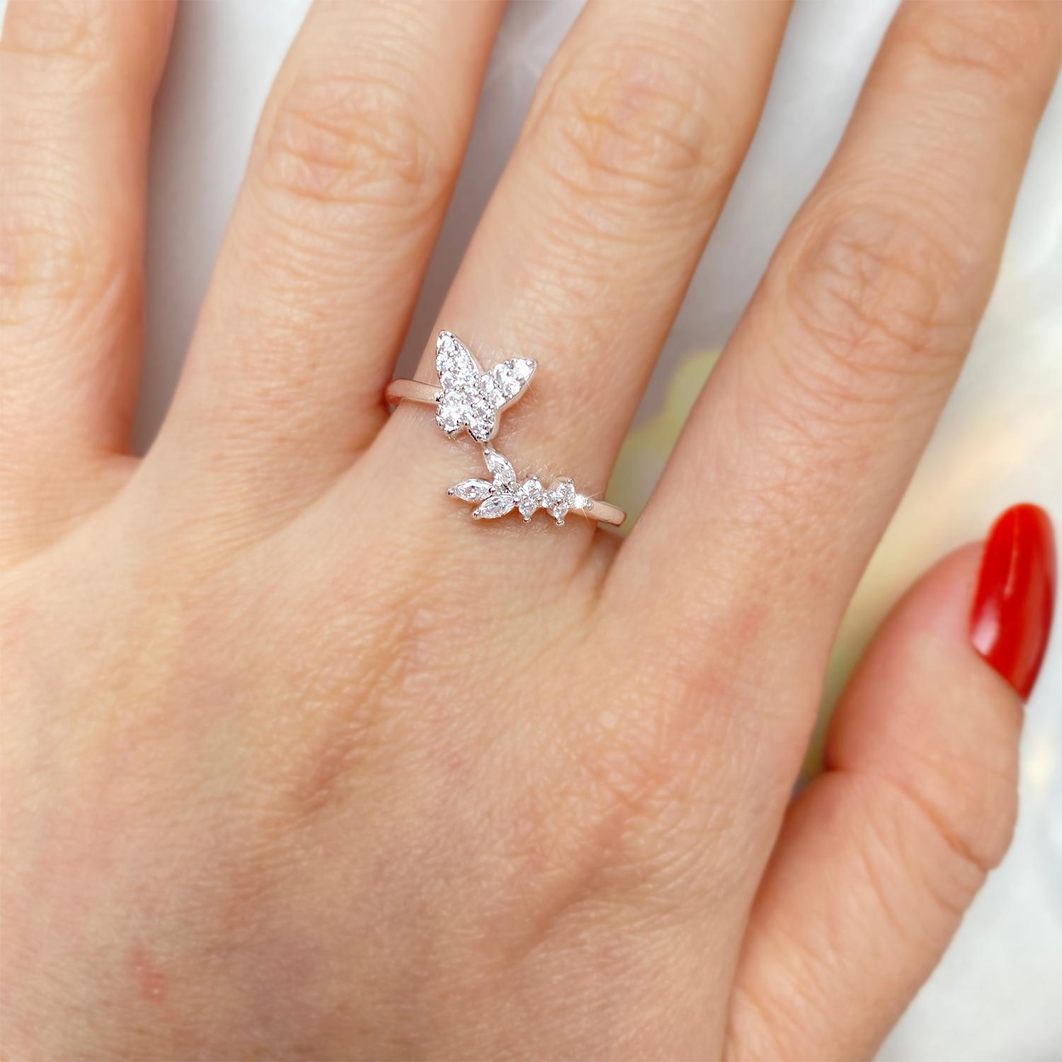 

Циркон Бабочка Микро Мозаика Кольцо Ретро Кольцо Открытие Темперамент Вечеринка Концерт Модные Ювелирные Изделия Подарок