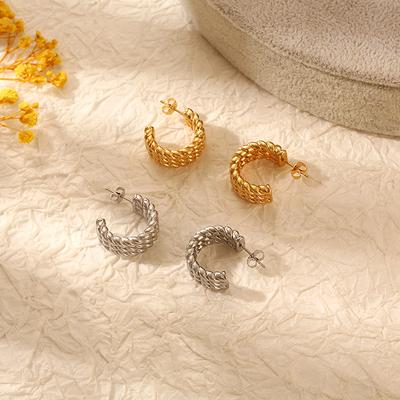 Edelstahl Mode C-twist Ohrringe Personalisierte Vielseitig Titan Stahl 18k Gold Retro Ohrringe Frauen