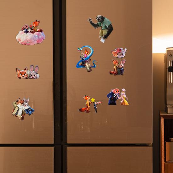 Drehbarer Fuchs Hase Kühlschrankmagnet Acryl Cartoon Filmfigur Tier Kühlschrankmagnet Heim Büro Küchendekoration Filmfans Geschenk